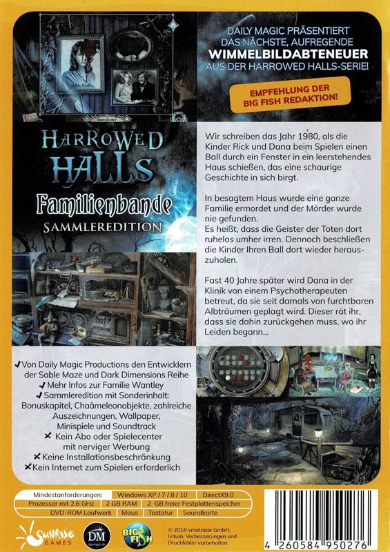Back Cover for Harrowed Halls: Hell's Thistle (Collector's Edition) (Windows) (Sunrise Games release)