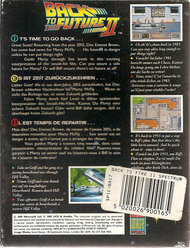 Back Cover for Back to the Future Part II (ZX Spectrum)