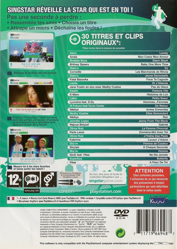 Back Cover for SingStar: Pop Hits (PlayStation 2)
