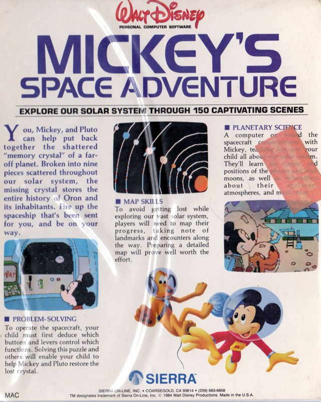 Back Cover for Mickey's Space Adventure (Commodore 64)