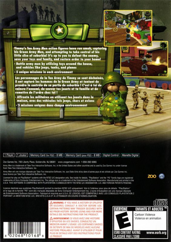 Back Cover for Army Men: Soldiers of Misfortune (PlayStation 2)