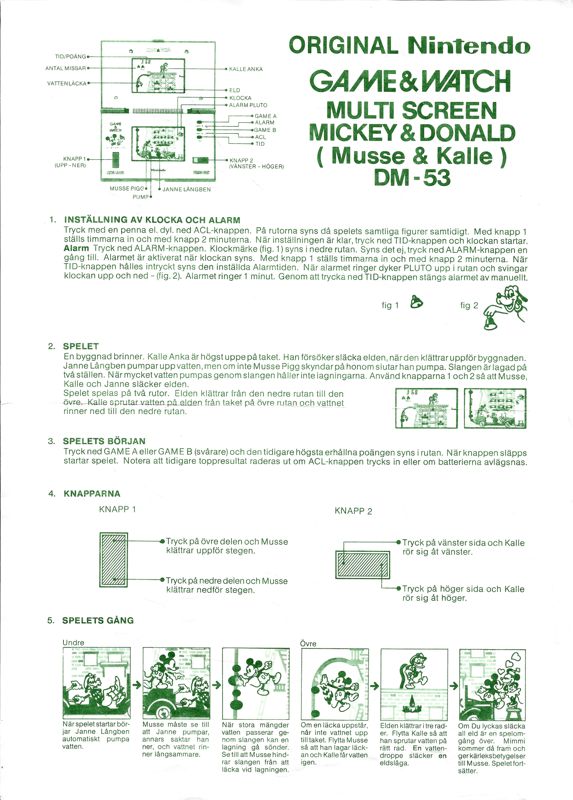 Manual for Game & Watch Multi Screen: Mickey & Donald (Dedicated handheld): Swedish manual front.