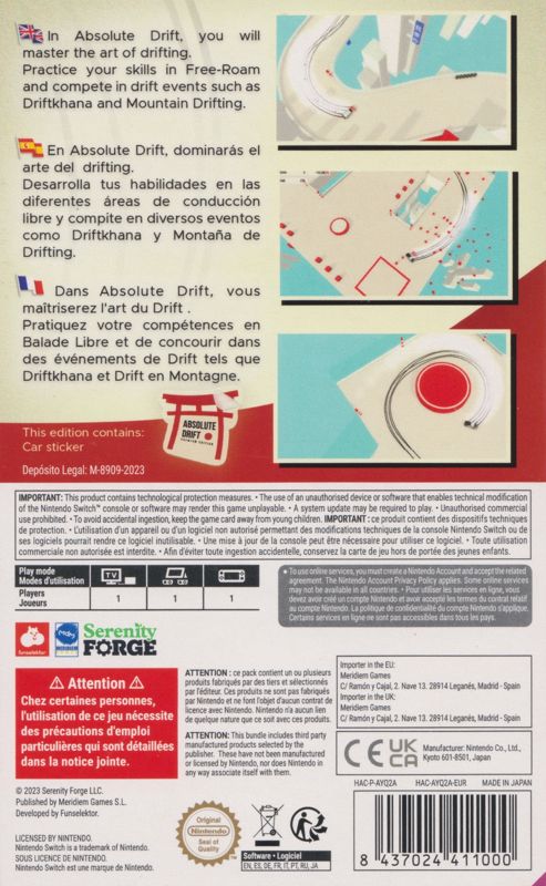 Back Cover for Absolute Drift (Nintendo Switch)