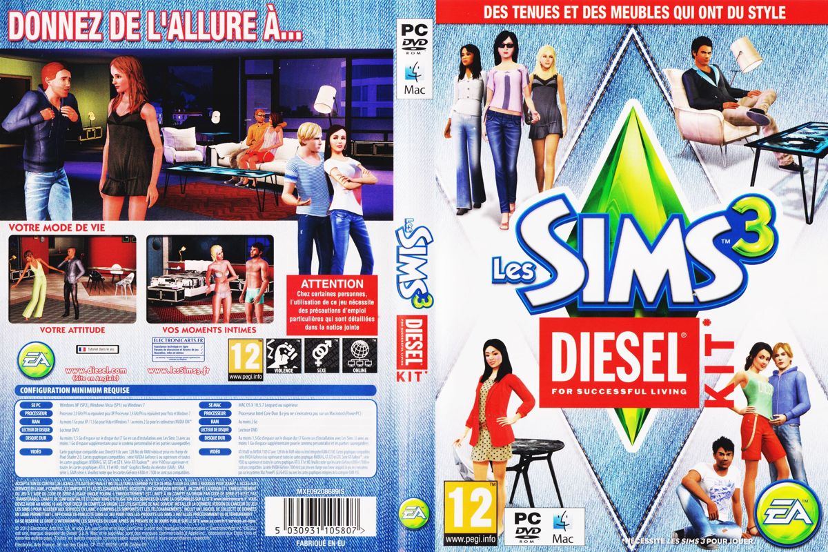 Full Cover for The Sims 3: Diesel Stuff (Macintosh and Windows)