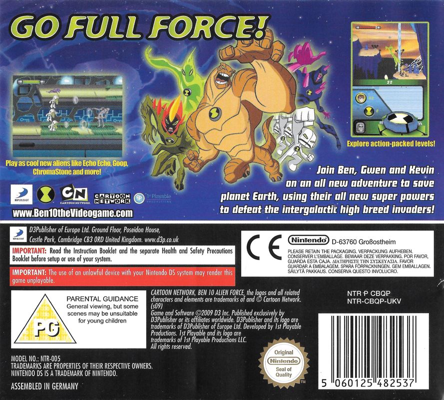 Back Cover for Ben 10: Alien Force (Nintendo DS)