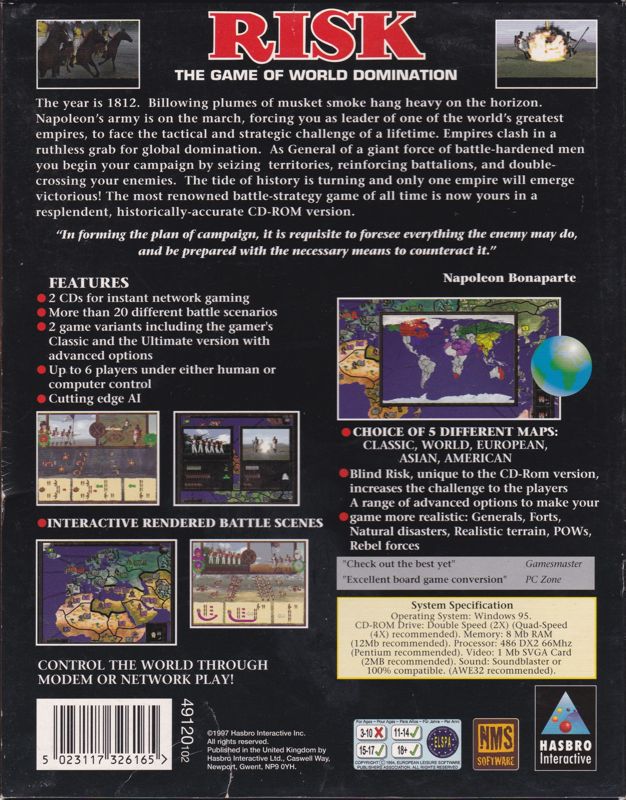 Back Cover for Risk: The Game of Global Domination (Windows)