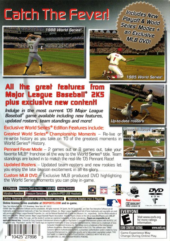 Back Cover for Major League Baseball 2K5: World Series 05 Edition (PlayStation 2)