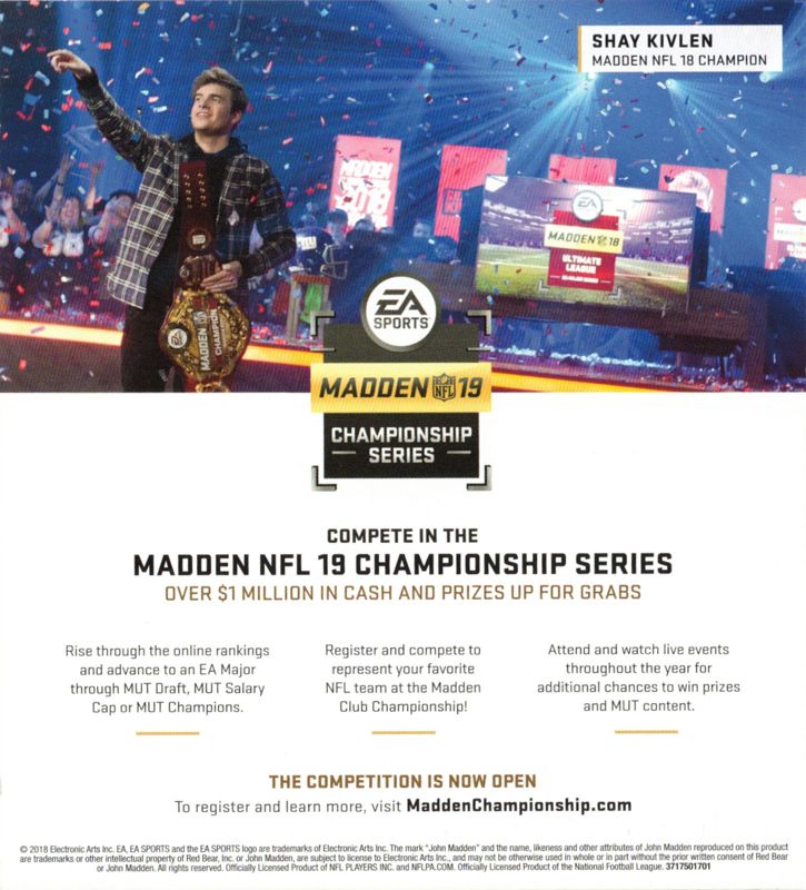 Advertisement for Madden NFL 19 (Xbox One): Championship Series