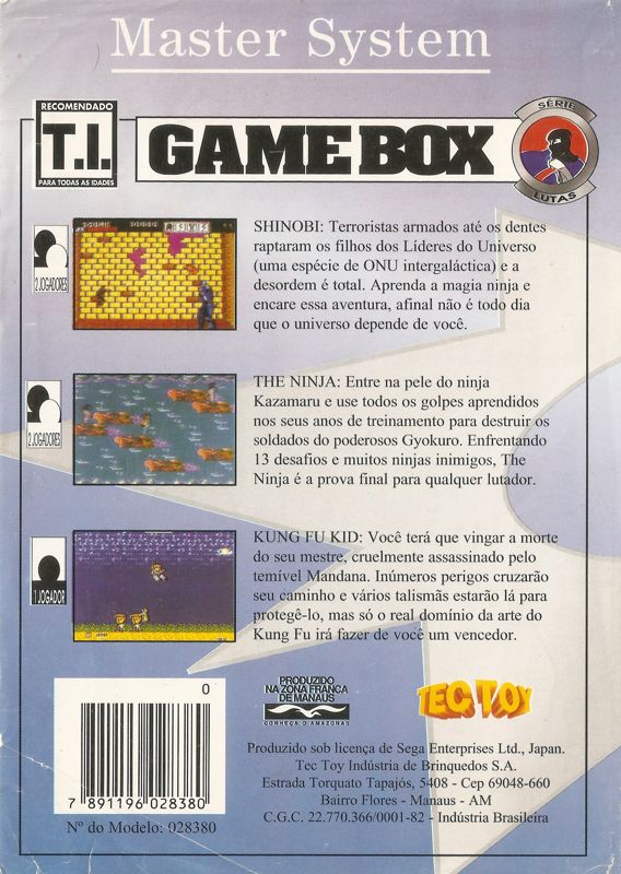 Back Cover for Game Box Série Lutas (SEGA Master System)
