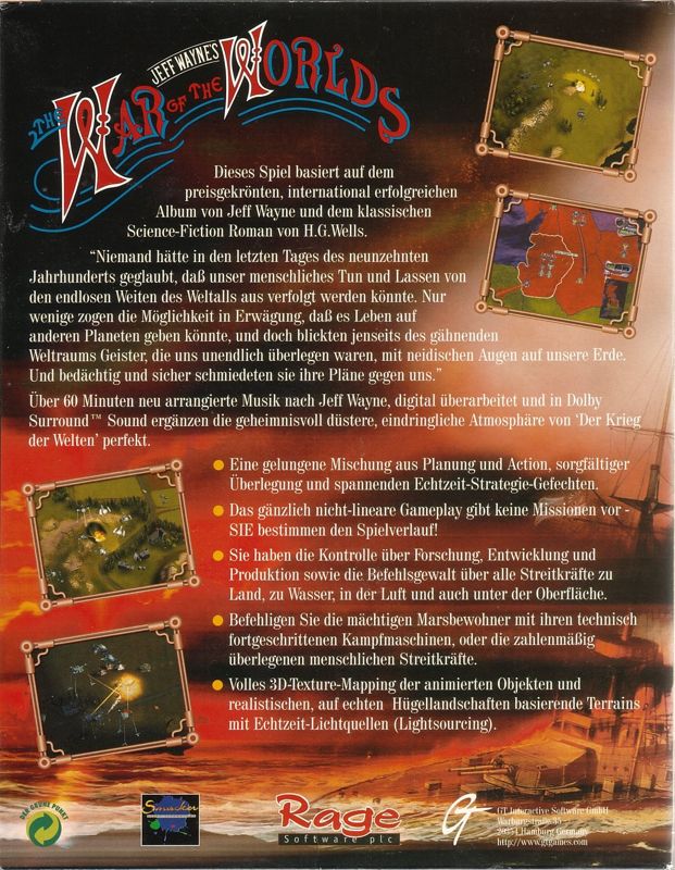 Back Cover for Jeff Wayne's The War of the Worlds (Windows)