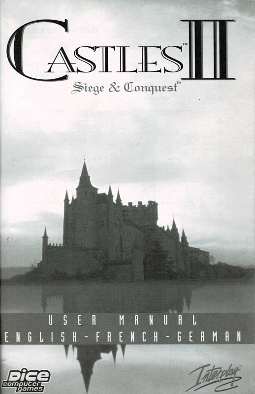 Manual for Castles II: Siege & Conquest (DOS) (Dice Multi Media CD-ROM release): Front