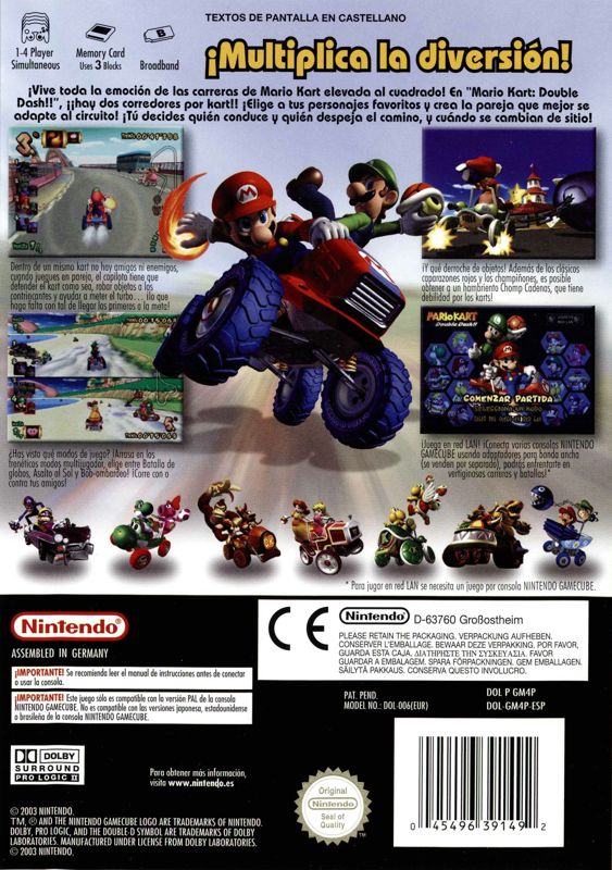 Back Cover for Mario Kart: Double Dash!! (GameCube)