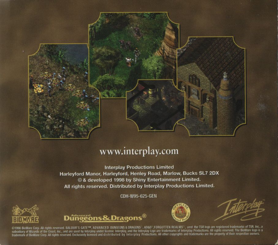 Other for Baldur's Gate (Windows) (CD-ROM version): Cardboard Case - Back
