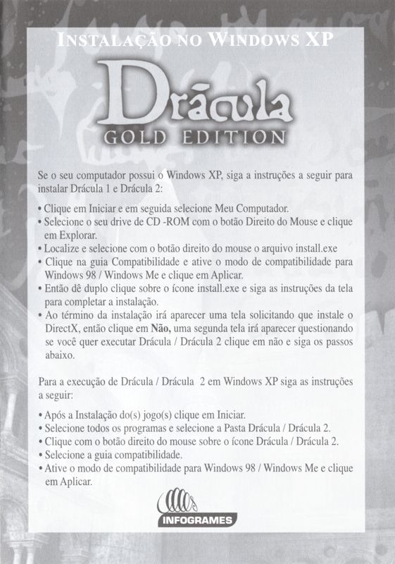 Extras for Dracula: Resurrection & Dracula: The Last Sanctuary (Windows): Installation and Digital Manual Guide - Back