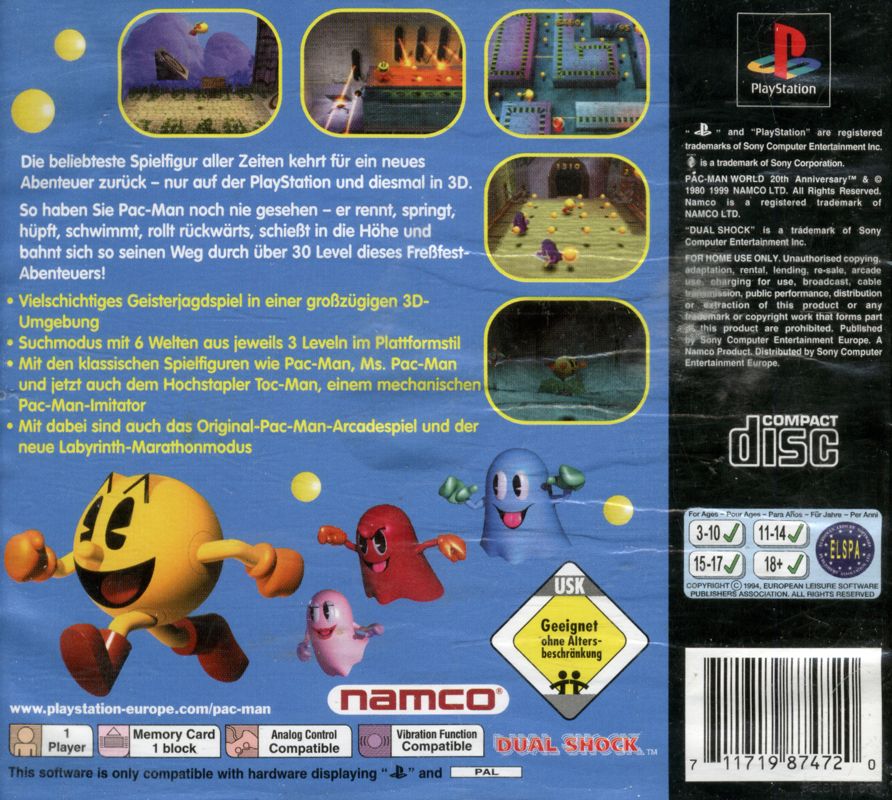 Back Cover for Pac-Man World 20th Anniversary (PlayStation)