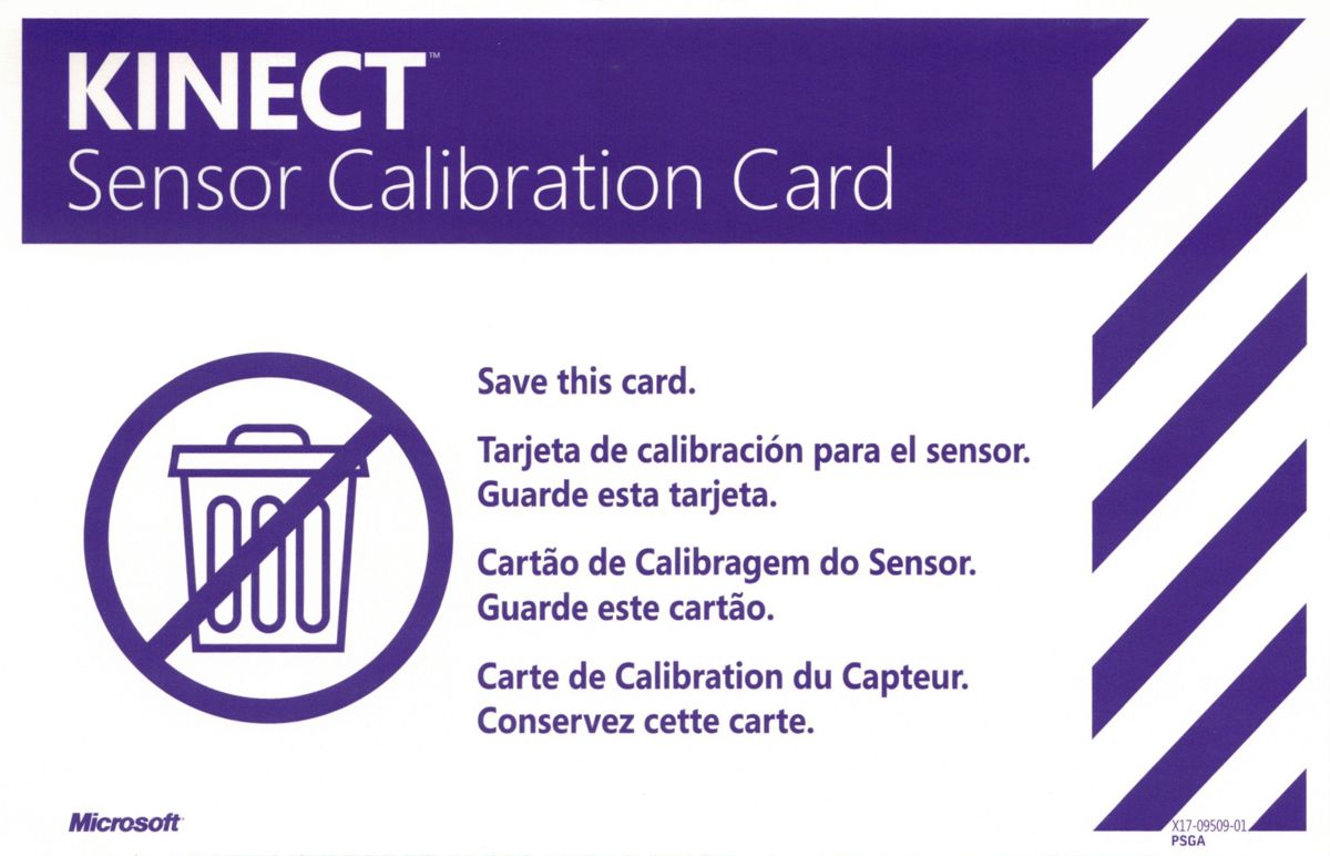 Extras for Kinect Sports (Xbox 360): Kinect calibration card - Back