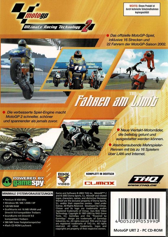 Back Cover for MotoGP 2 (Windows)