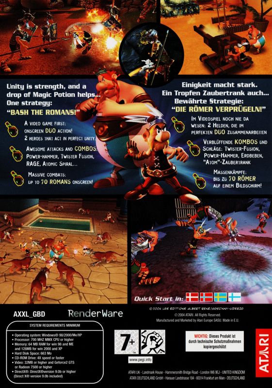 Back Cover for World of Astérix (Windows) (Alternate release): Astérix & Obélix: XXL - Back