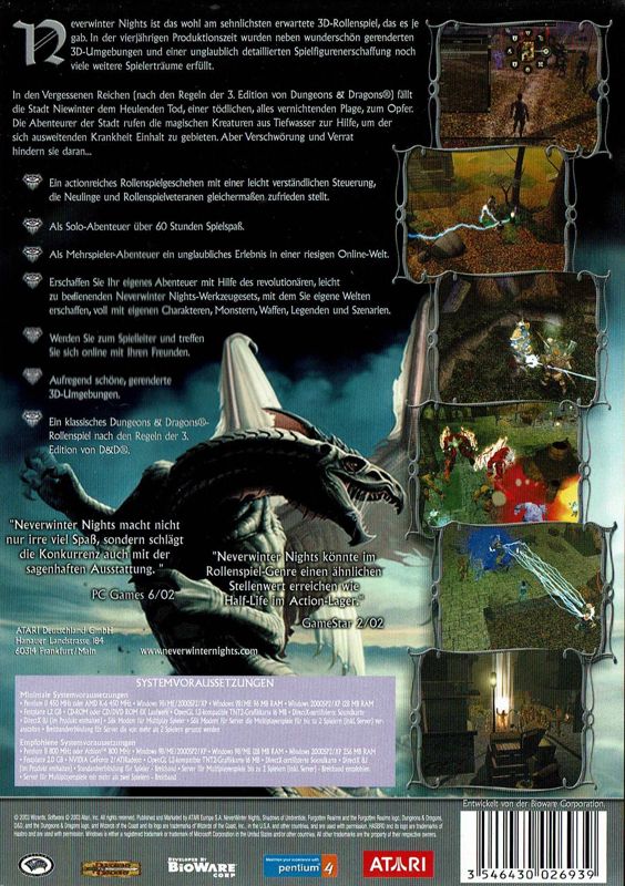 Back Cover for Neverwinter Nights (Windows) (Budget release)