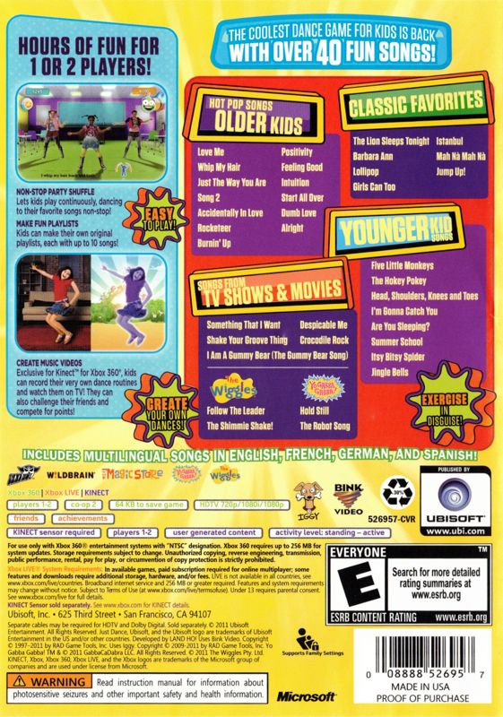 Back Cover for Just Dance: Kids 2 (Xbox 360)