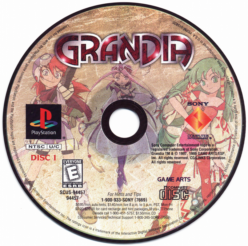 Media for Grandia (PlayStation): Disc 1