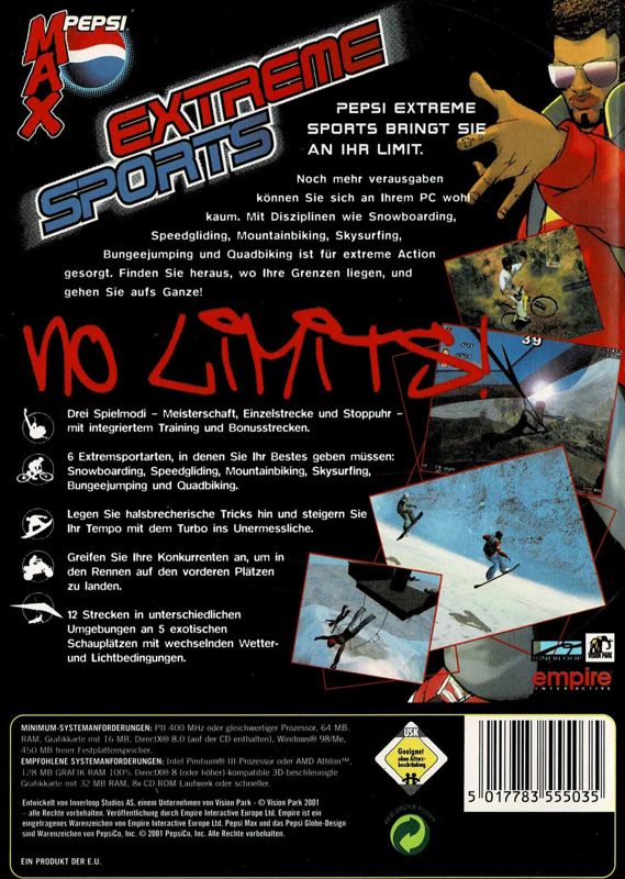 Back Cover for Xtreme Sports (Windows)