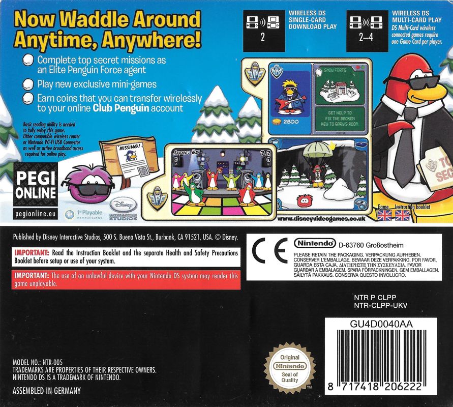 Back Cover for Club Penguin: Elite Penguin Force (Nintendo DS)