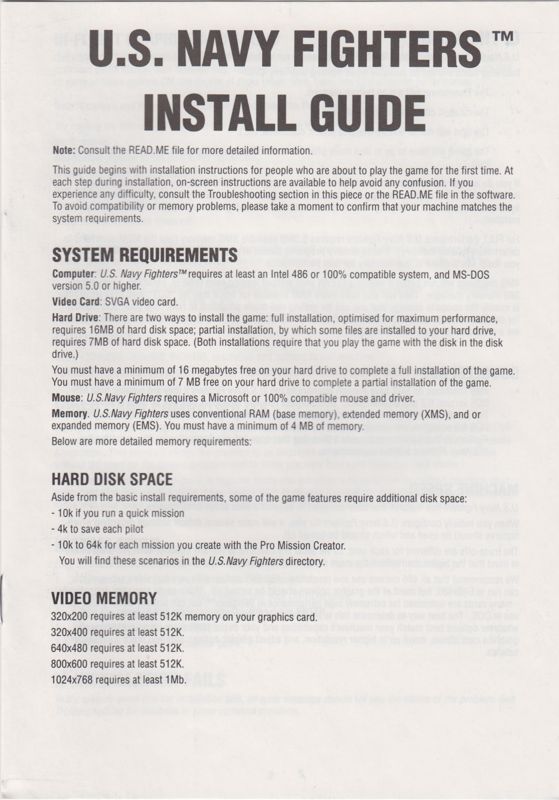Extras for U.S. Navy Fighters (DOS) (EA CD-ROM Classics release - European English language version): Install Guide - Front
