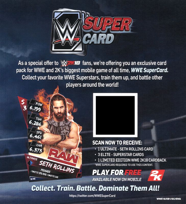 Extras for WWE 2K18 (Xbox One) (General European release): WWE SuperCard DLC Sheet