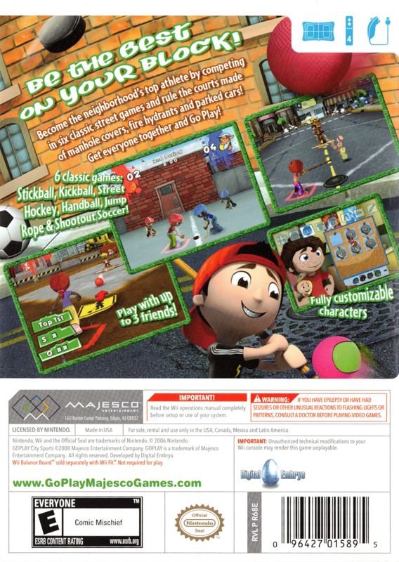 Back Cover for Go Play City Sports (Wii)