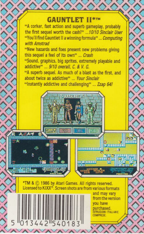 Back Cover for Gauntlet II (ZX Spectrum)