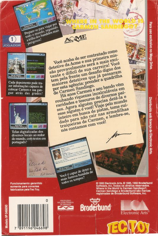 Back Cover for Where in the World is Carmen Sandiego? (Enhanced) (Genesis)