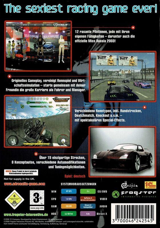 Back Cover for Adrenalin: Extreme Show (Windows)