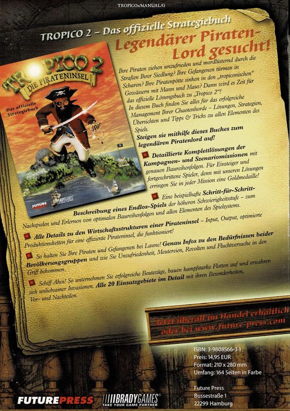 Manual for Tropico 2: Pirate Cove (Windows): Back