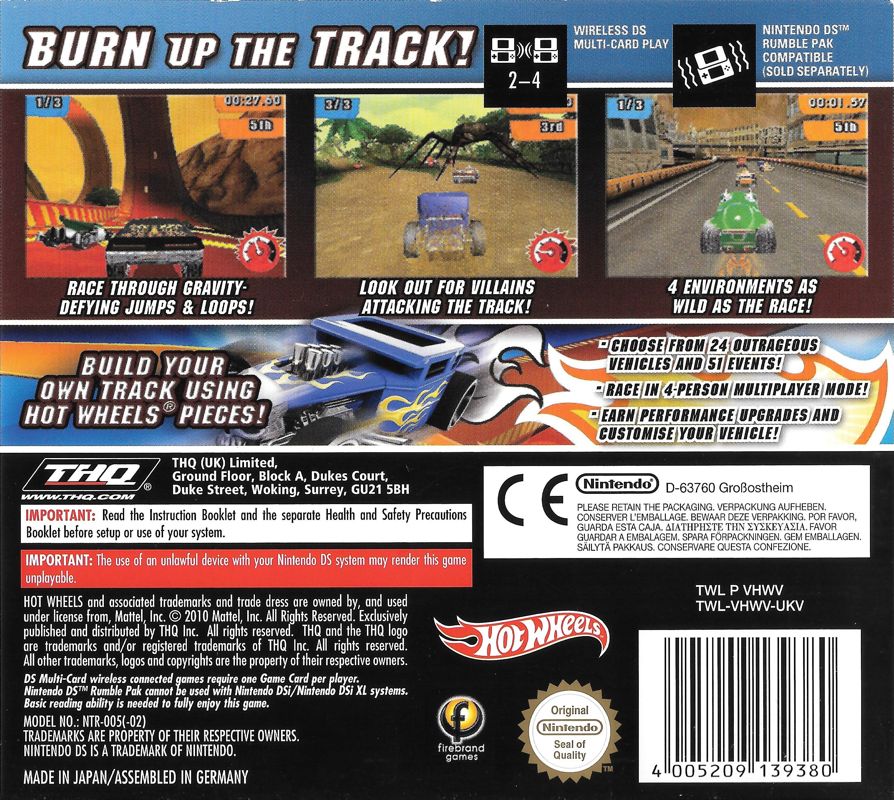 Back Cover for Hot Wheels: Track Attack (Nintendo DS)