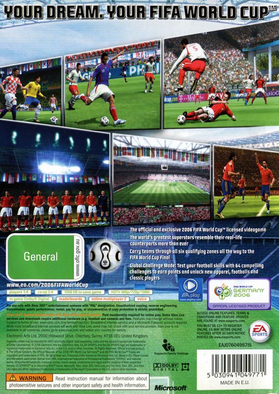 Back Cover for FIFA World Cup: Germany 2006 (Xbox 360)