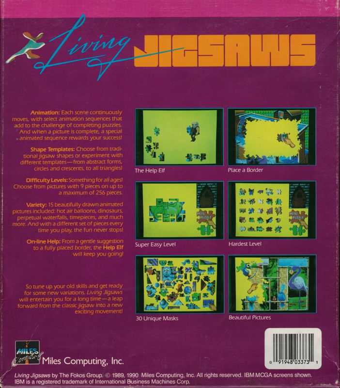 Back Cover for Living Jigsaws (DOS)