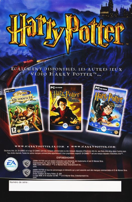 Manual for Harry Potter and the Prisoner of Azkaban (Windows): Back (16-page)