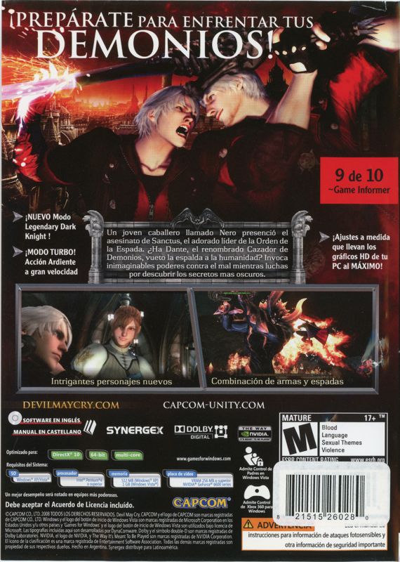 Back Cover for Devil May Cry 4 (Windows)