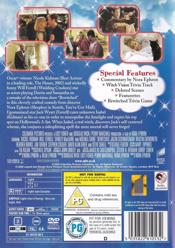 Back Cover for Bewitched (included game) (DVD Player)