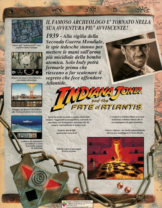 Back Cover for Indiana Jones and the Fate of Atlantis (DOS)
