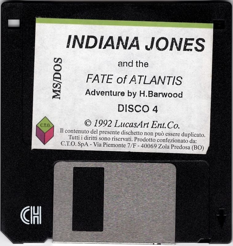 Media for Indiana Jones and the Fate of Atlantis (DOS): Disk 4