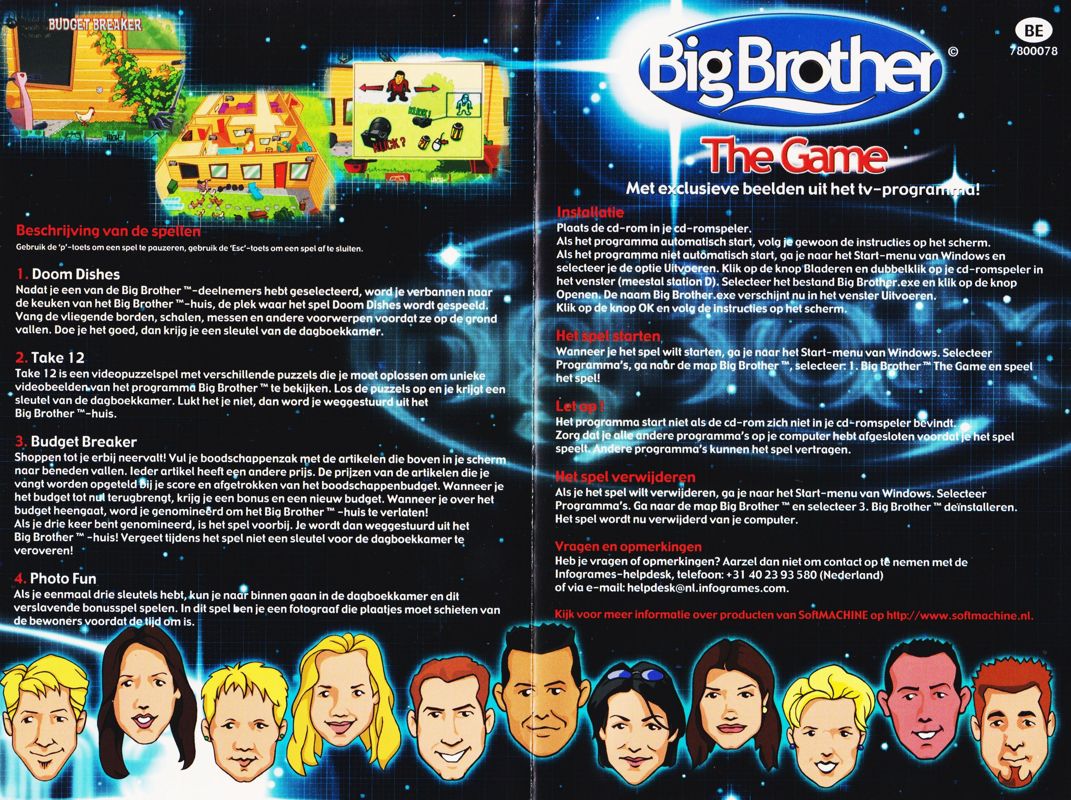 Manual for Big Brother: The Game (Windows): Full (unfolded)