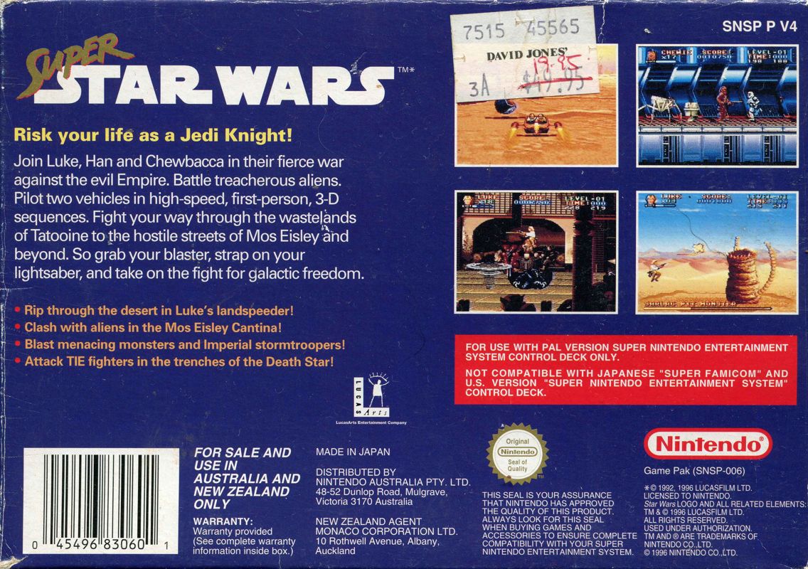 Back Cover for Super Star Wars (SNES)