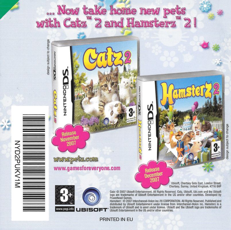 Manual for Petz: Dogz 2 (Nintendo DS): Back