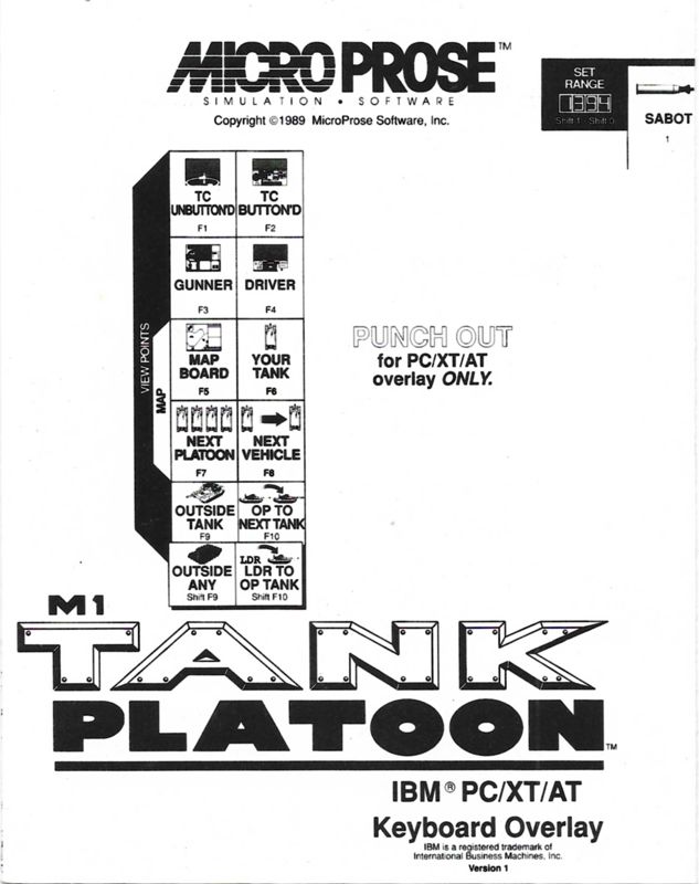 Extras for M1 Tank Platoon (DOS): Keyboard Layout