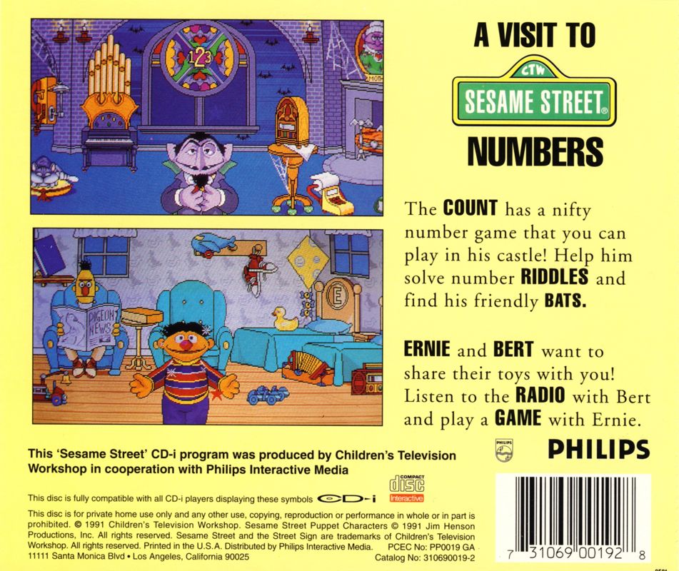 Back Cover for A Visit to Sesame Street: Numbers (CD-i)