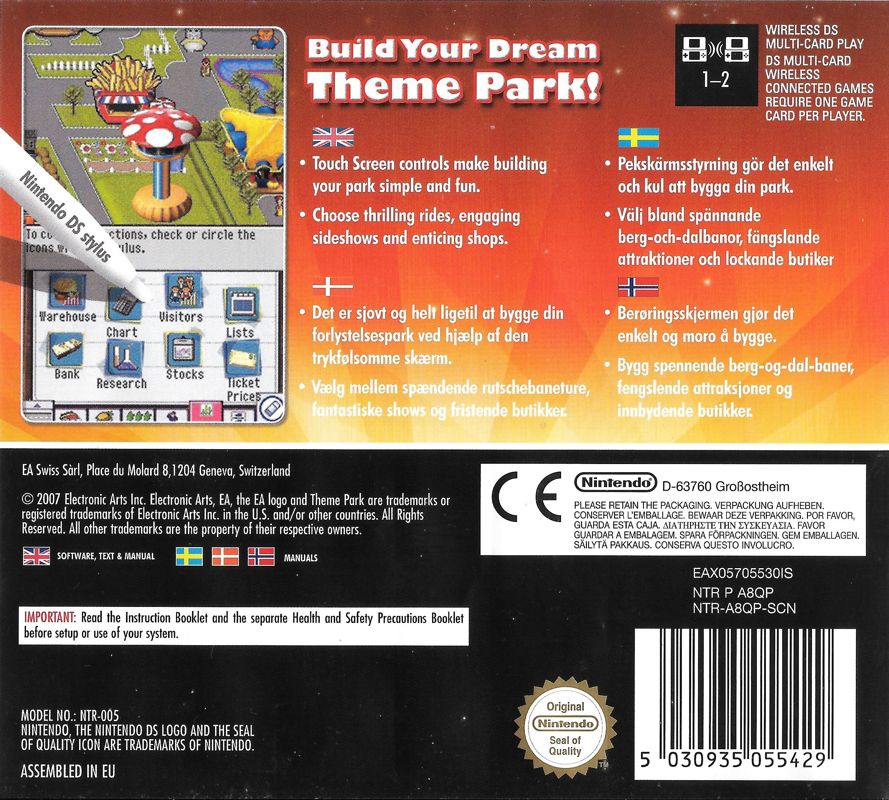 Back Cover for Theme Park (Nintendo DS)