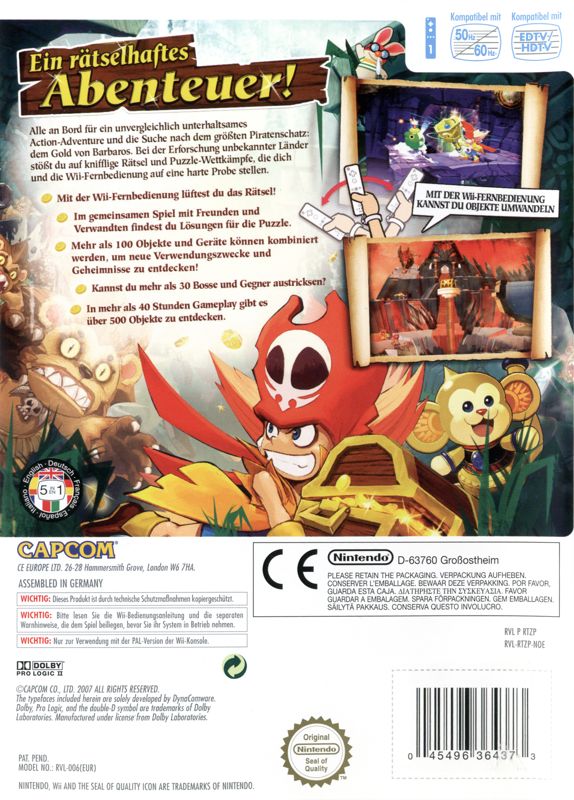 Back Cover for Zack & Wiki: Quest for Barbaros' Treasure (Wii)