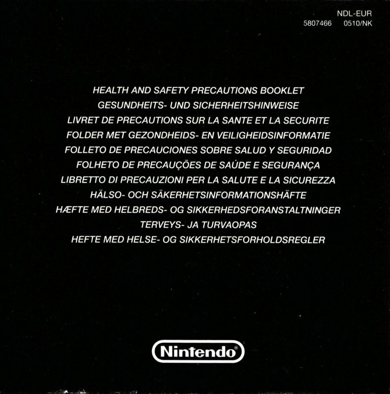 Extras for 1001 Touch Games (Nintendo DS): Safety Instructions - Front